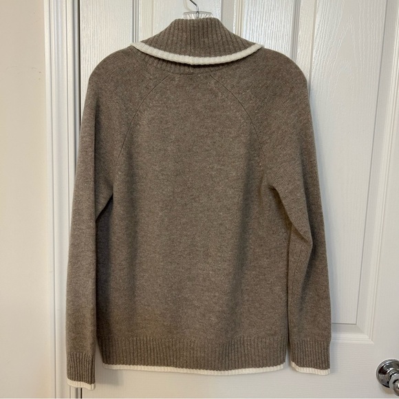 Charter Club 100% Cashmere Tipped Shawl-Collar Boyfriend Cardigan in Brown Sugar - Picture 11 of 11